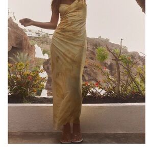 ZARA Yellow Floral Midi Dress